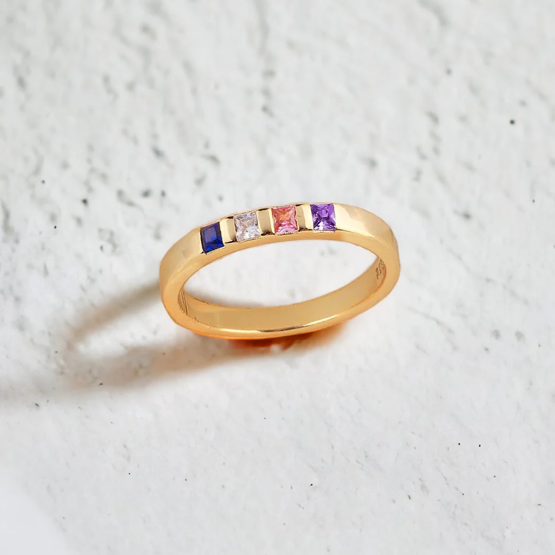 Princess-Cut Birthstone Band Ring - Image 22