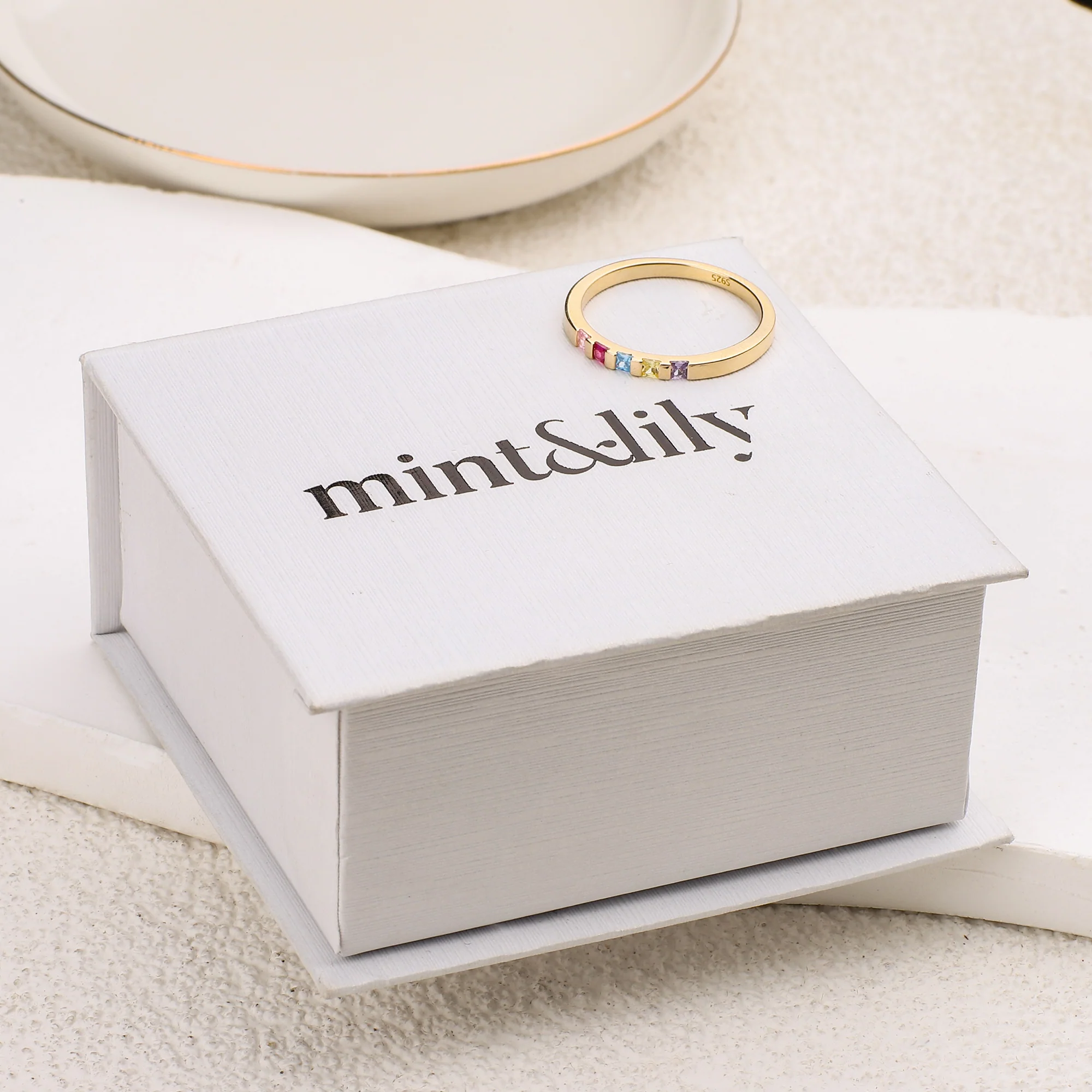 Princess-Cut Birthstone Band Ring - Image 23