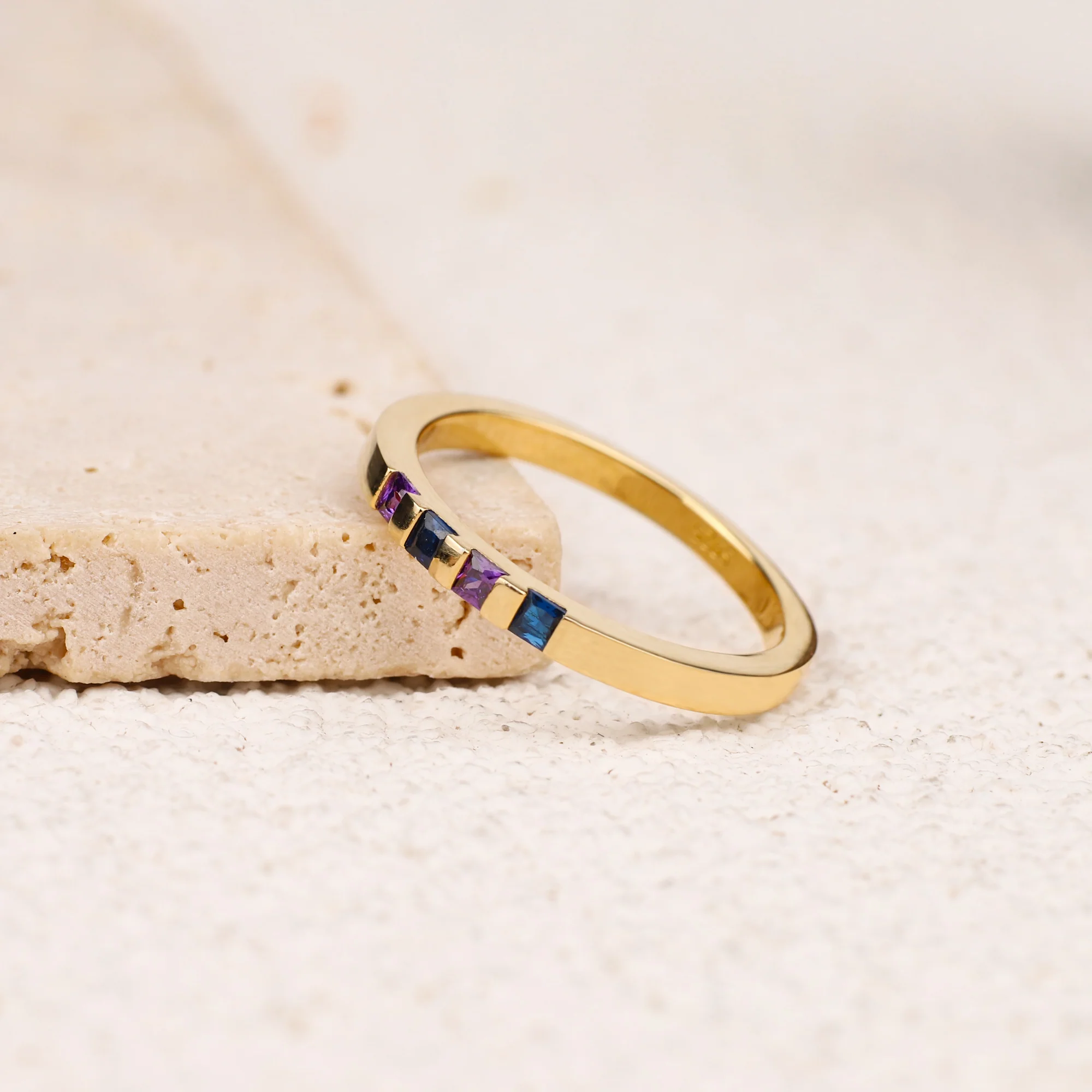 Princess-Cut Birthstone Band Ring - Image 27