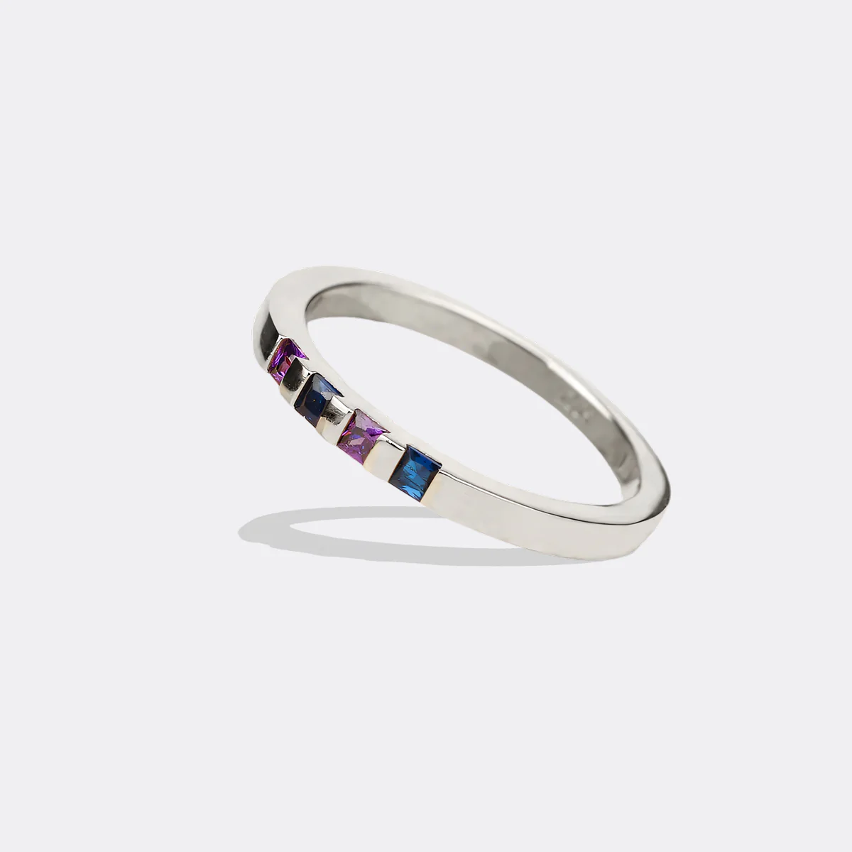 Princess-Cut Birthstone Band Ring - Image 38