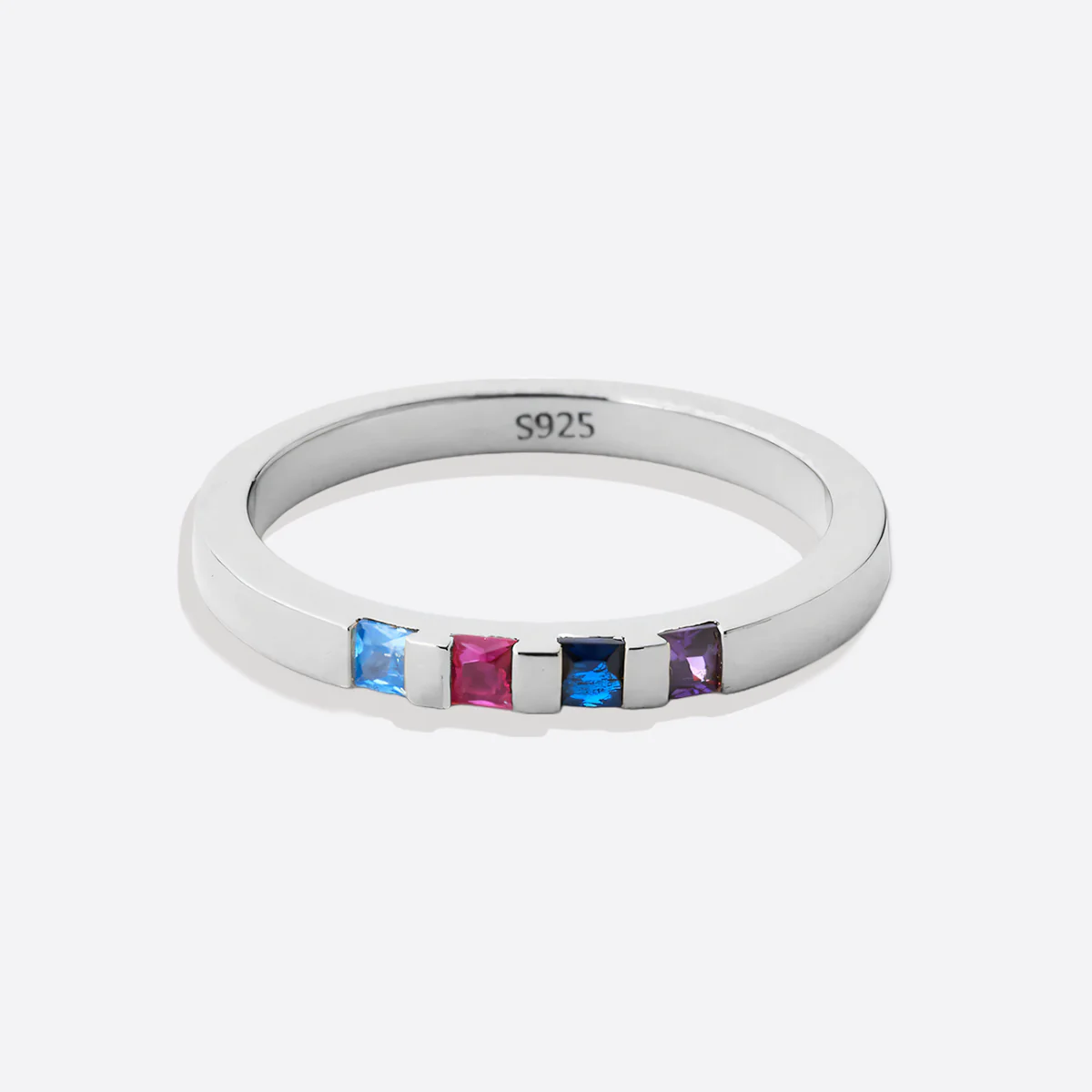 Princess-Cut Birthstone Band Ring - Image 43