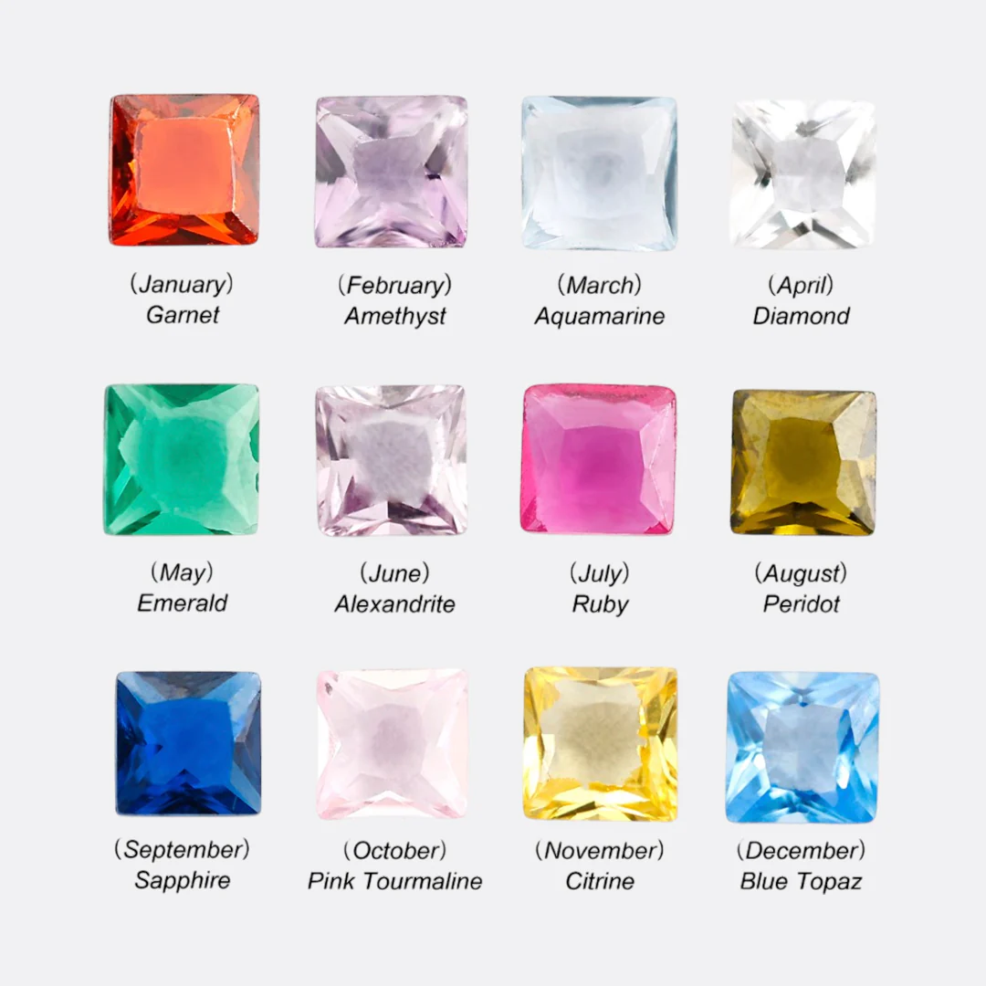 Princess-Cut Birthstone Band Ring - Image 51