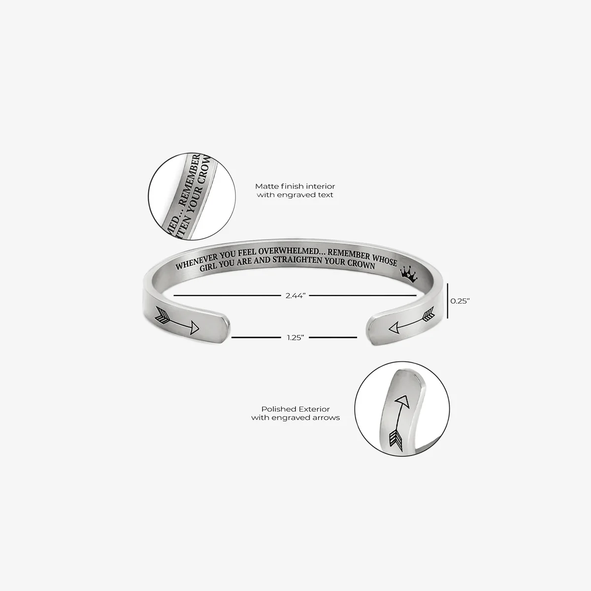 Remember Who You Are and Straighten Your Crown Personalizable Cuff Bracelet - Image 37