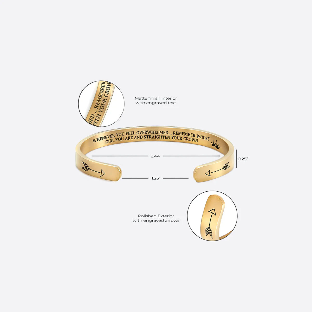 Remember Who You Are and Straighten Your Crown Personalizable Cuff Bracelet - Image 56