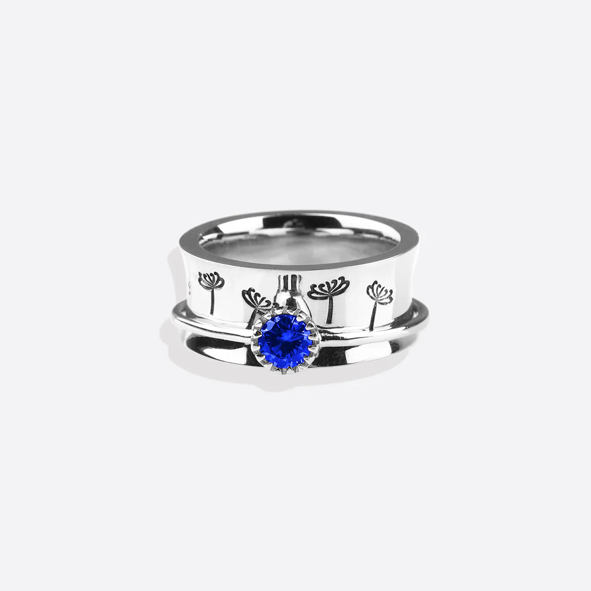 Silver Dandelion Birthstone Spinning Fidget Ring - Image 105