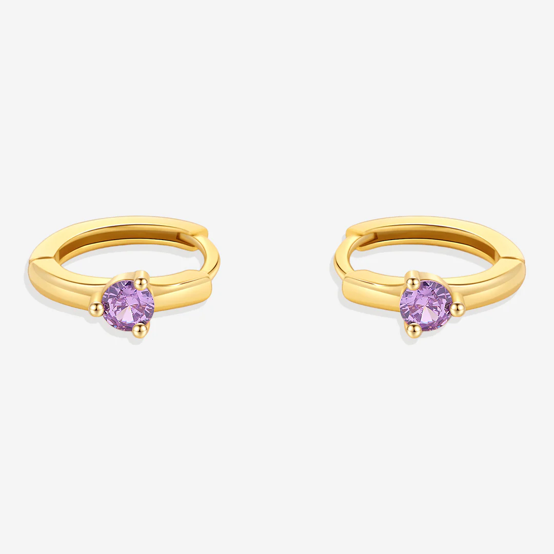 Solitaire Birthstone Huggie Hoop Earrings - Image 10