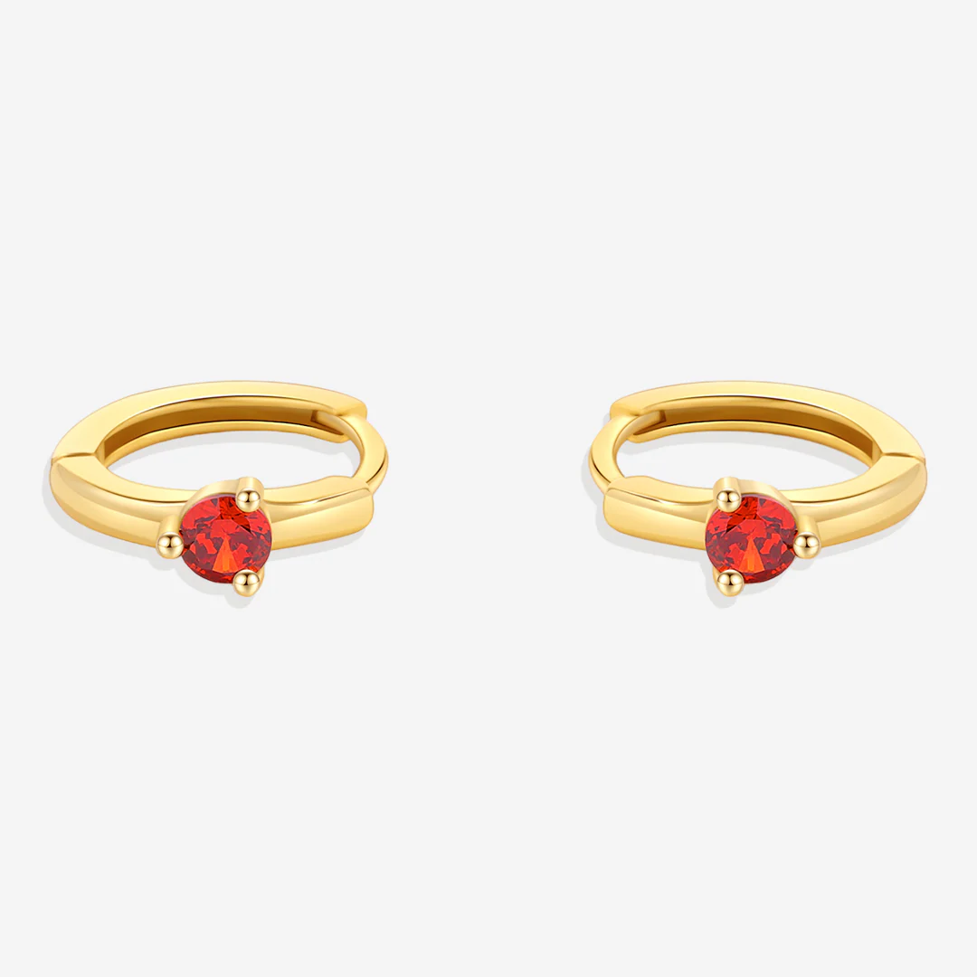 Solitaire Birthstone Huggie Hoop Earrings - Image 11