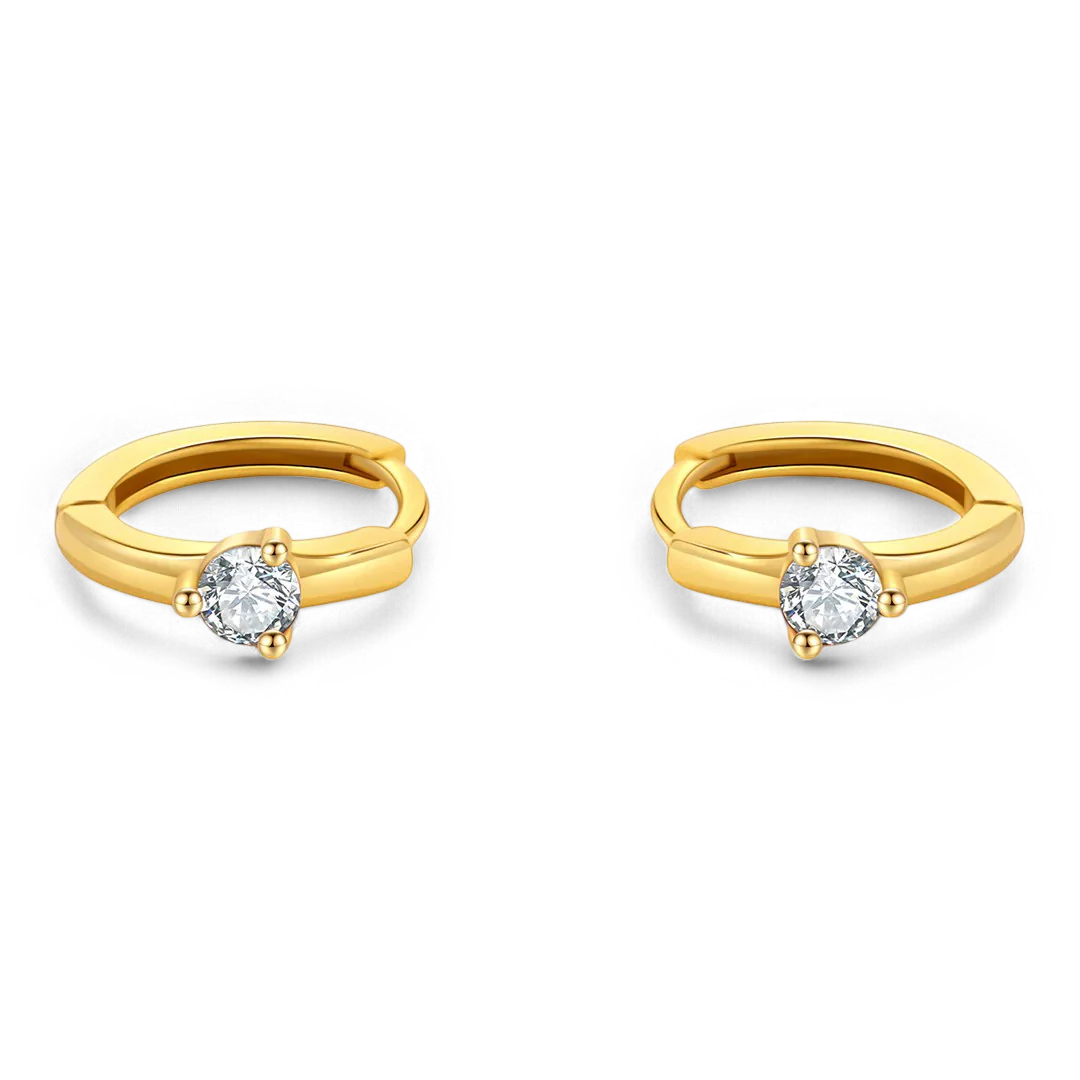 Solitaire Birthstone Huggie Hoop Earrings - Image 18