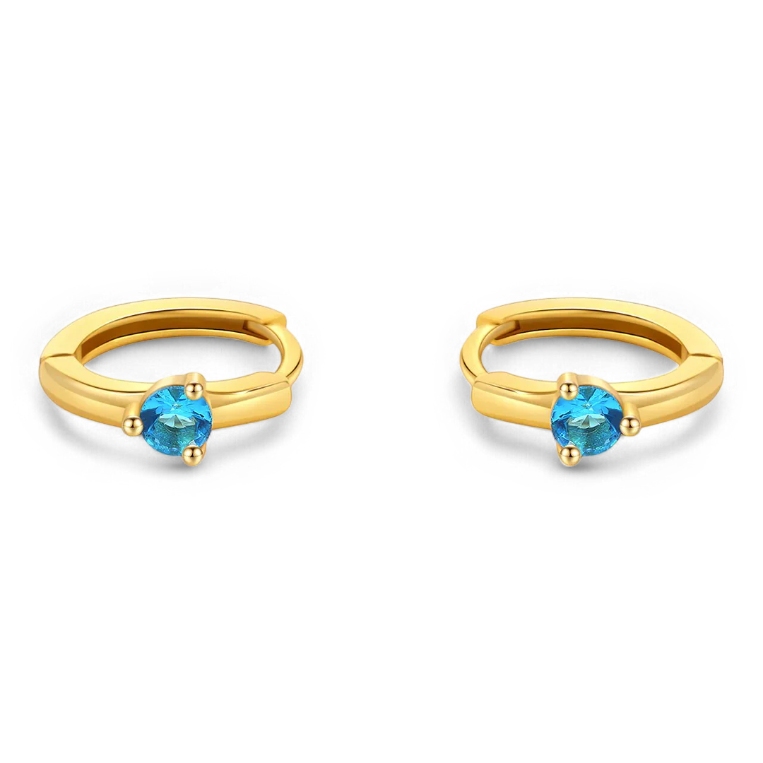 Solitaire Birthstone Huggie Hoop Earrings - Image 20