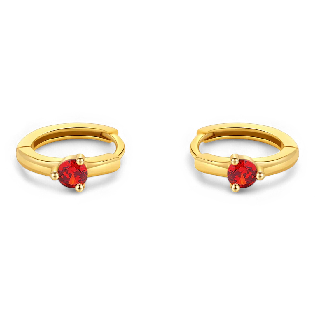 Solitaire Birthstone Huggie Hoop Earrings - Image 23