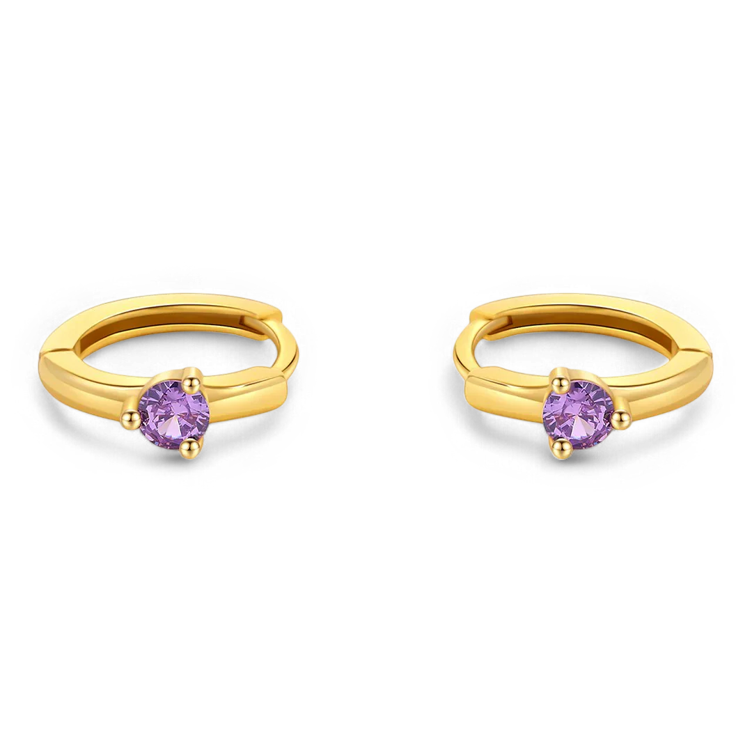 Solitaire Birthstone Huggie Hoop Earrings - Image 24