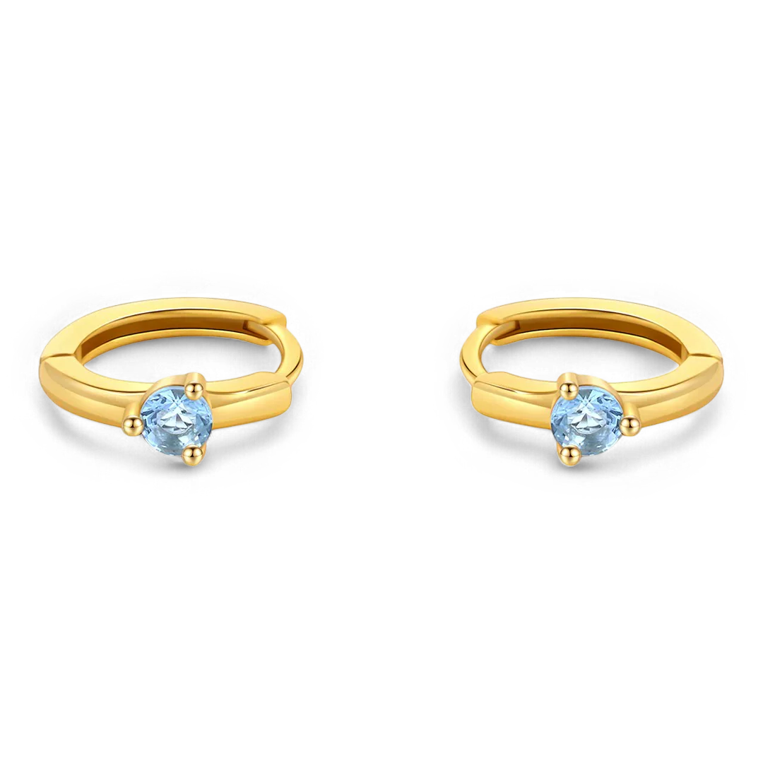 Solitaire Birthstone Huggie Hoop Earrings - Image 25