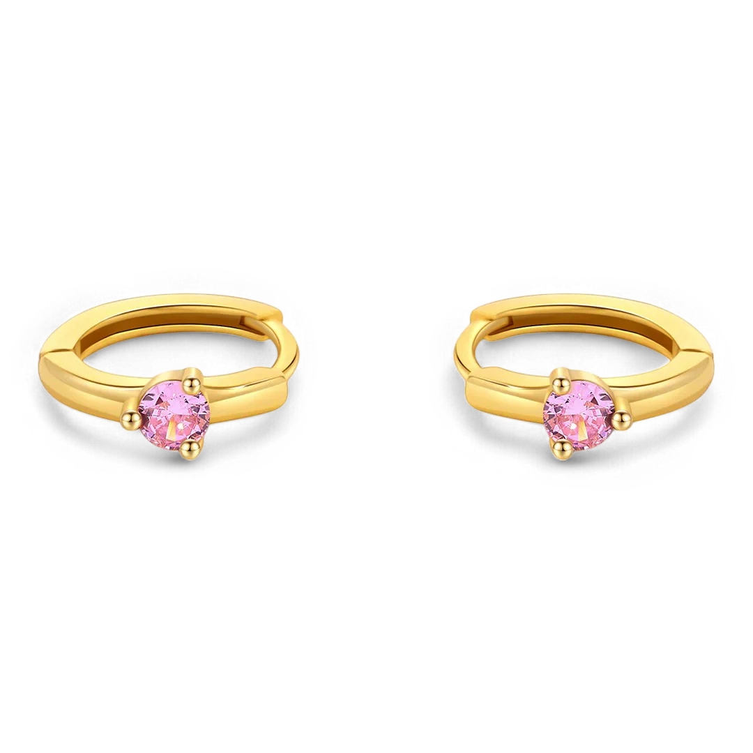 Solitaire Birthstone Huggie Hoop Earrings - Image 28