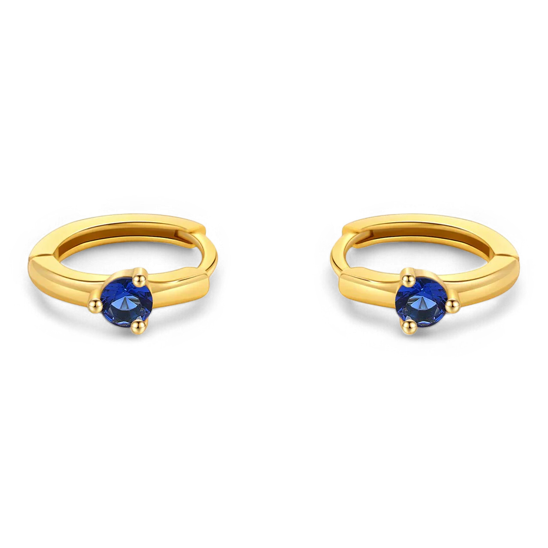 Solitaire Birthstone Huggie Hoop Earrings - Image 29