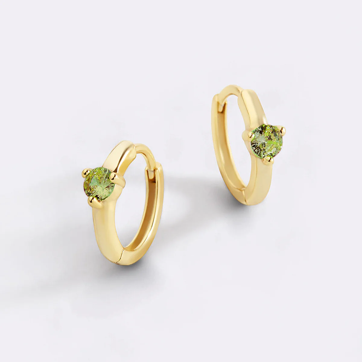 Solitaire Birthstone Huggie Hoop Earrings - Image 31