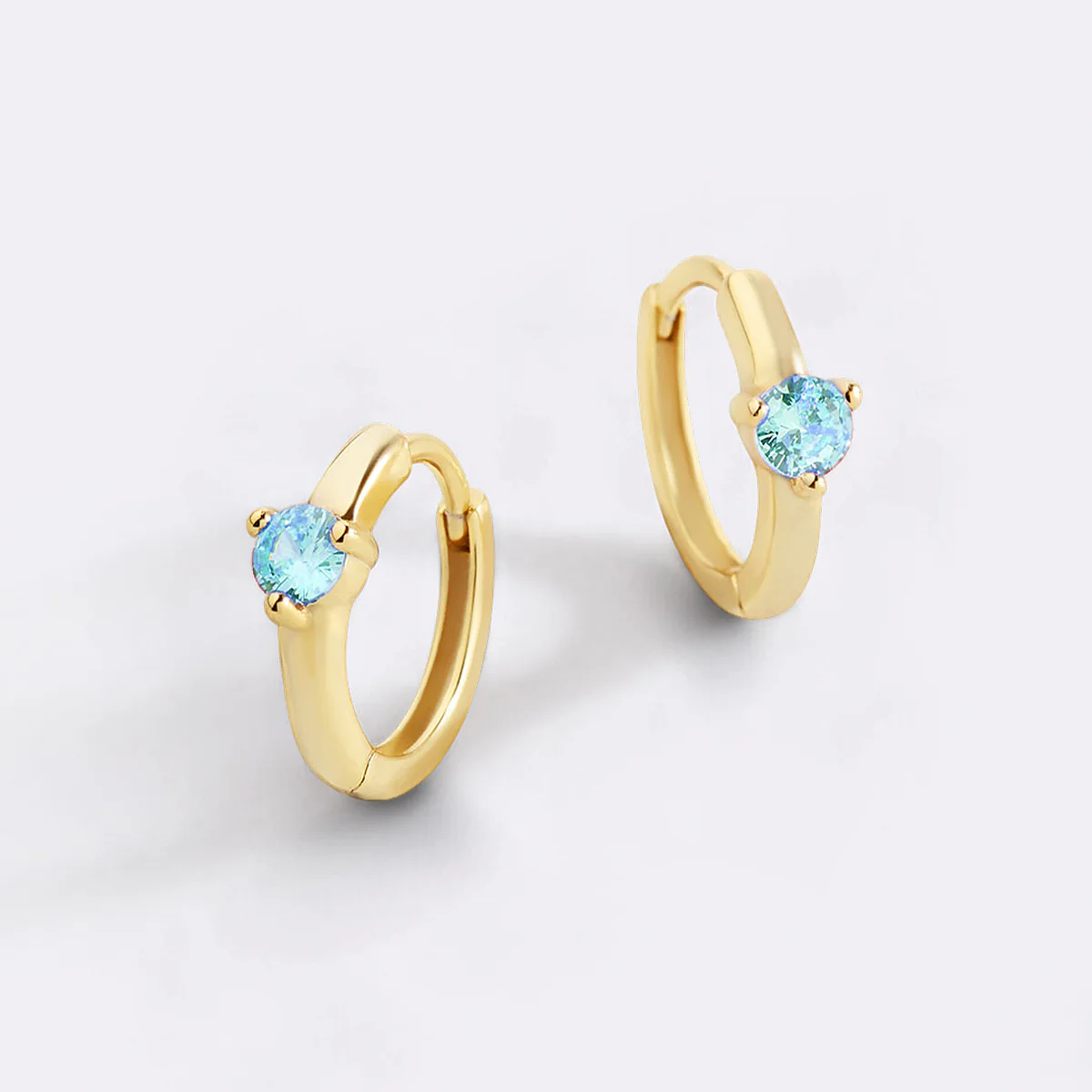 Solitaire Birthstone Huggie Hoop Earrings - Image 36