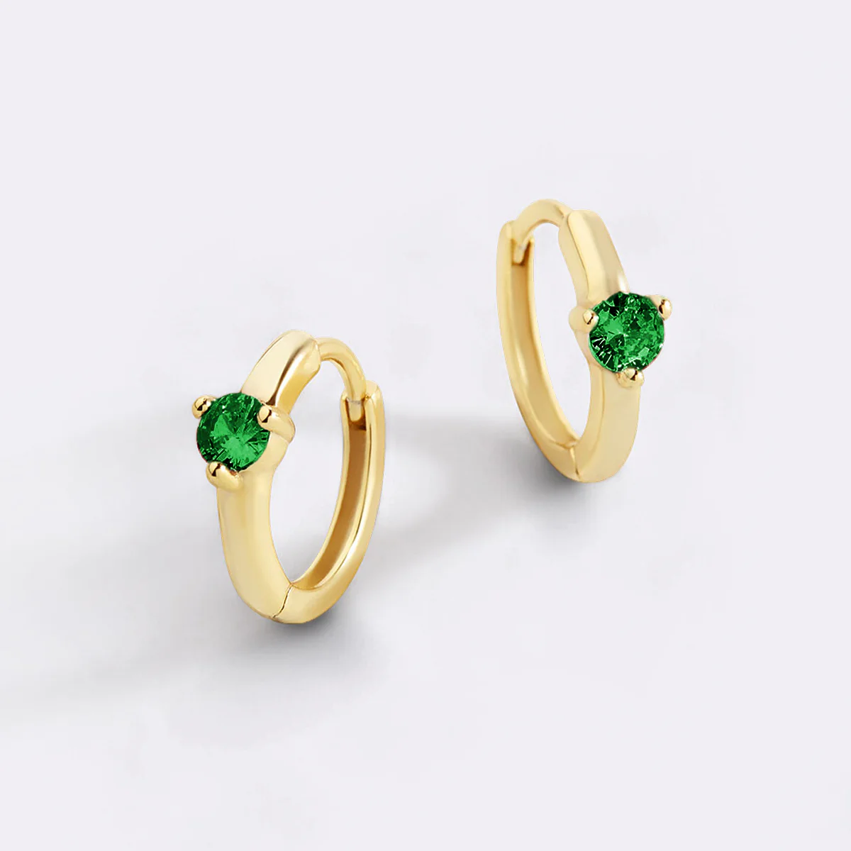 Solitaire Birthstone Huggie Hoop Earrings - Image 37