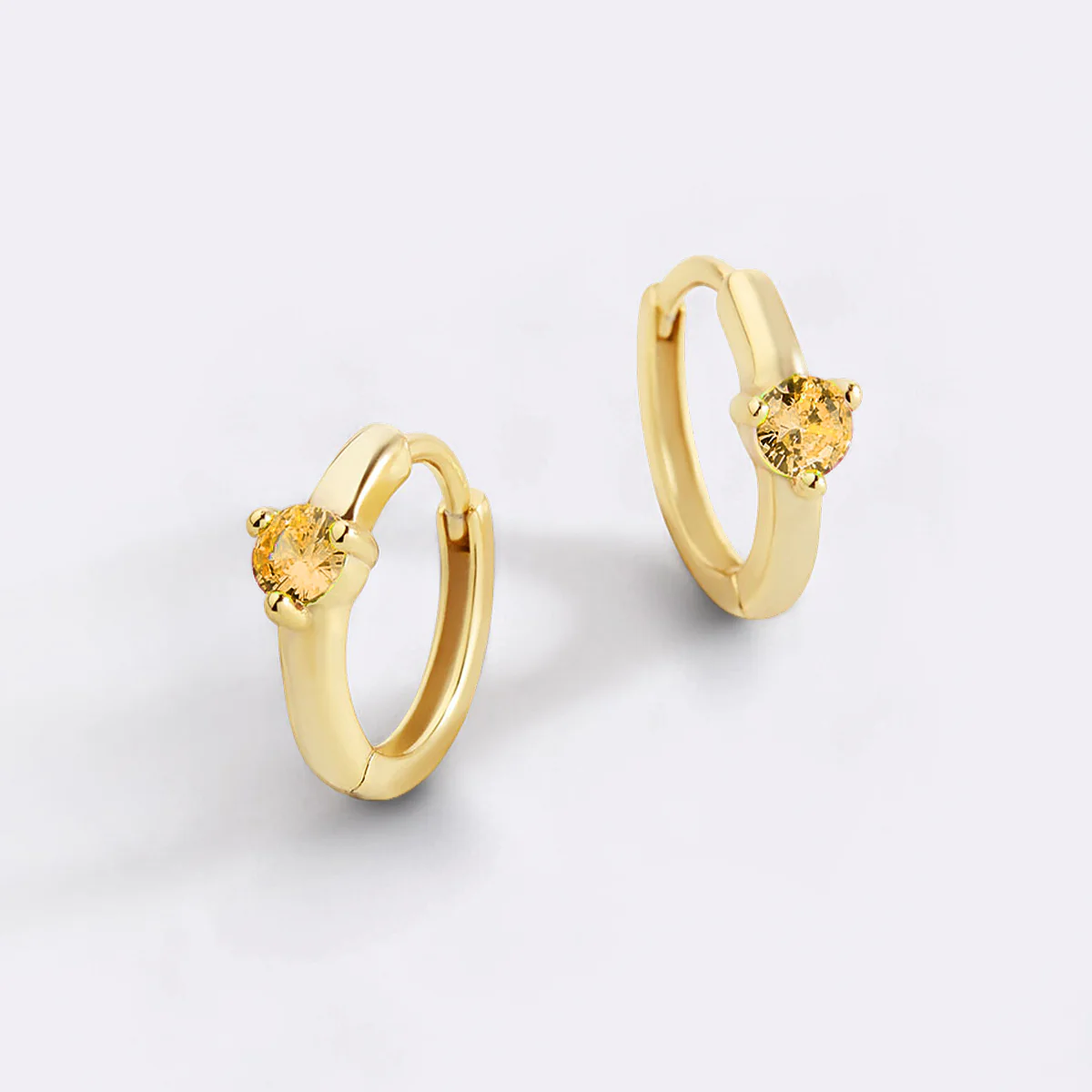 Solitaire Birthstone Huggie Hoop Earrings - Image 38
