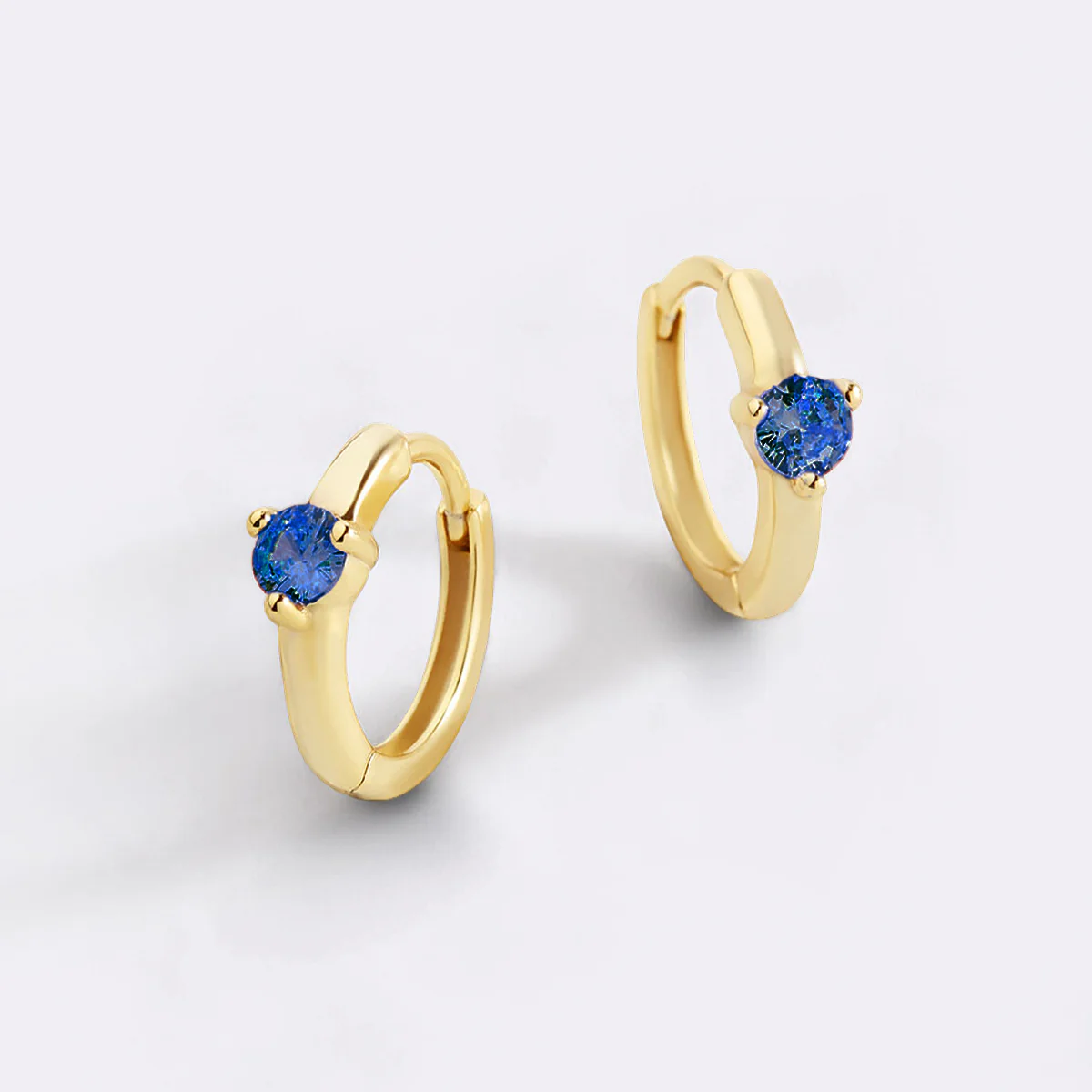 Solitaire Birthstone Huggie Hoop Earrings - Image 39