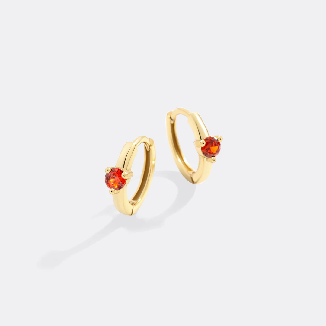 Solitaire Birthstone Huggie Hoop Earrings - Image 42