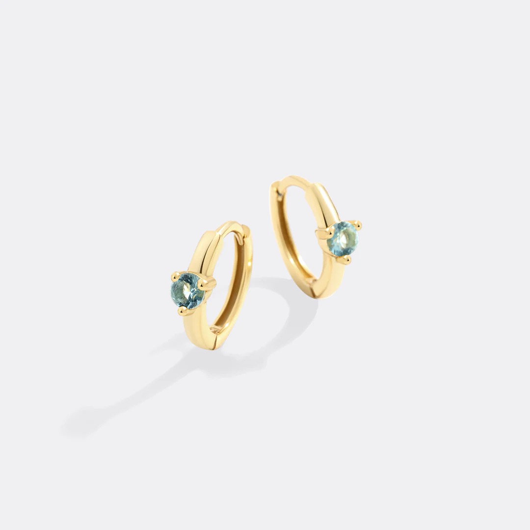 Solitaire Birthstone Huggie Hoop Earrings - Image 44