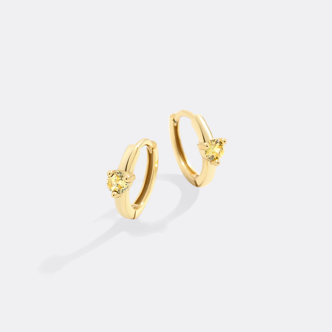 Solitaire Birthstone Huggie Hoop Earrings - Image 46