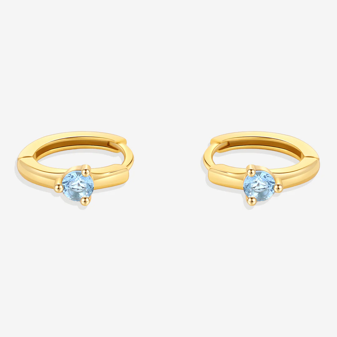 Solitaire Birthstone Huggie Hoop Earrings - Image 7