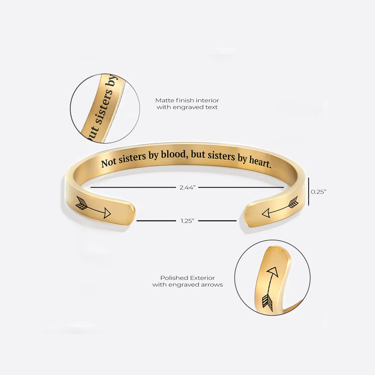Not Sisters By Blood But Sisters By Heart Personalizable Cuff Bracelet - Image 44
