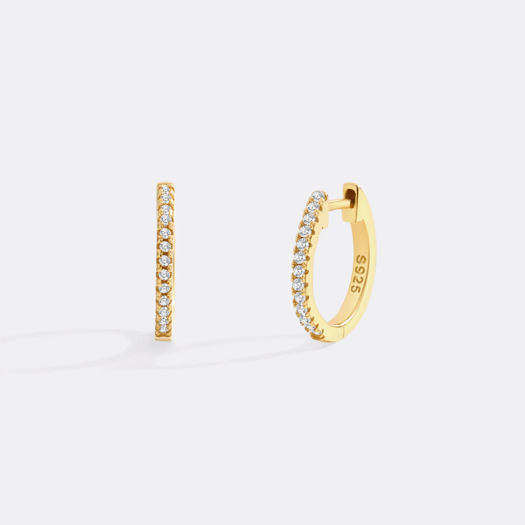 Small Dainty Pave Earring - Image 3