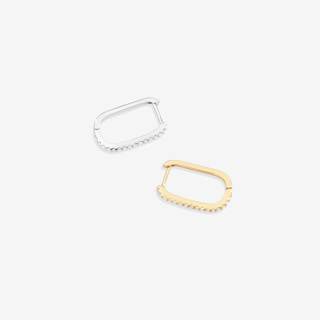 Square Pave Hoop Earrings - Image 11
