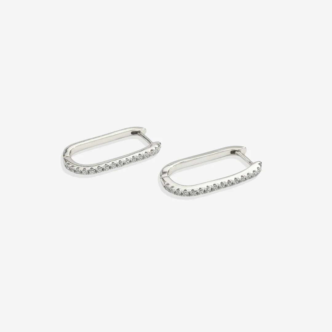 Square Pave Hoop Earrings - Image 12