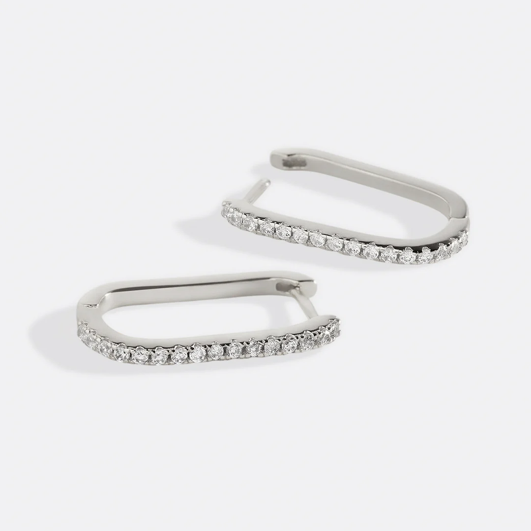 Square Pave Hoop Earrings - Image 18