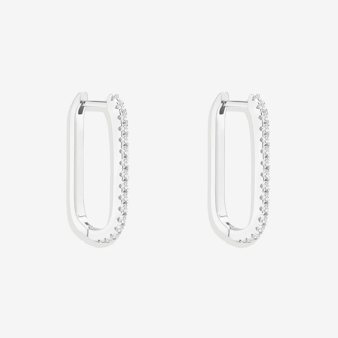 Square Pave Hoop Earrings - Image 8