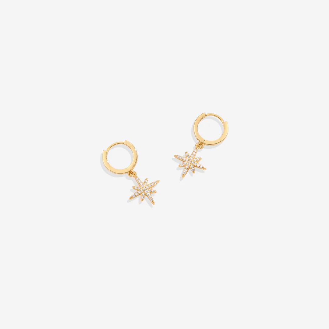 Starburst Drop Huggie Earrings - Image 7