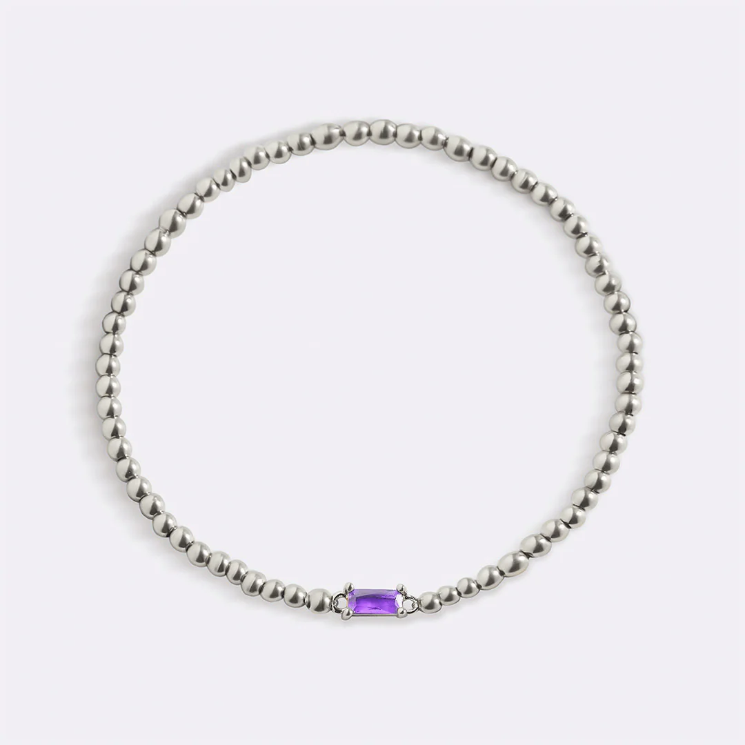 Sterling Silver Beaded Birthstone Bracelet - Image 33