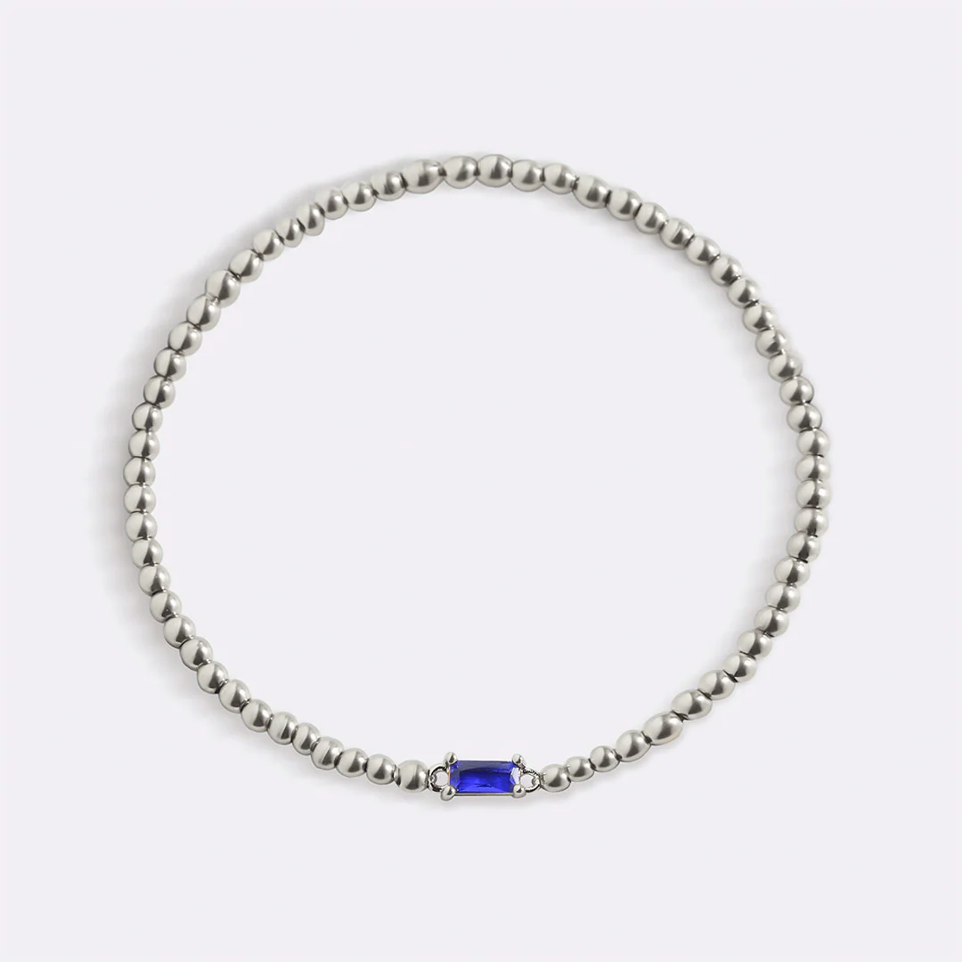 Sterling Silver Beaded Birthstone Bracelet - Image 55