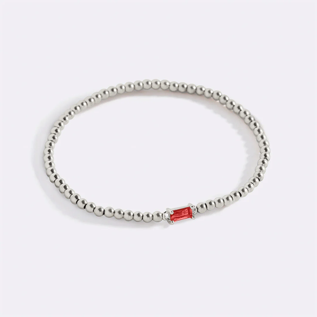Sterling Silver Beaded Birthstone Bracelet - Image 6