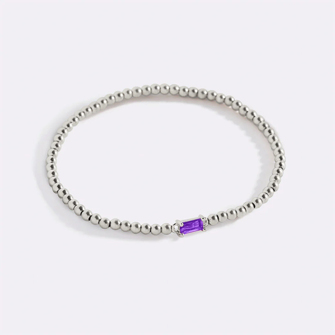 Sterling Silver Beaded Birthstone Bracelet - Image 8