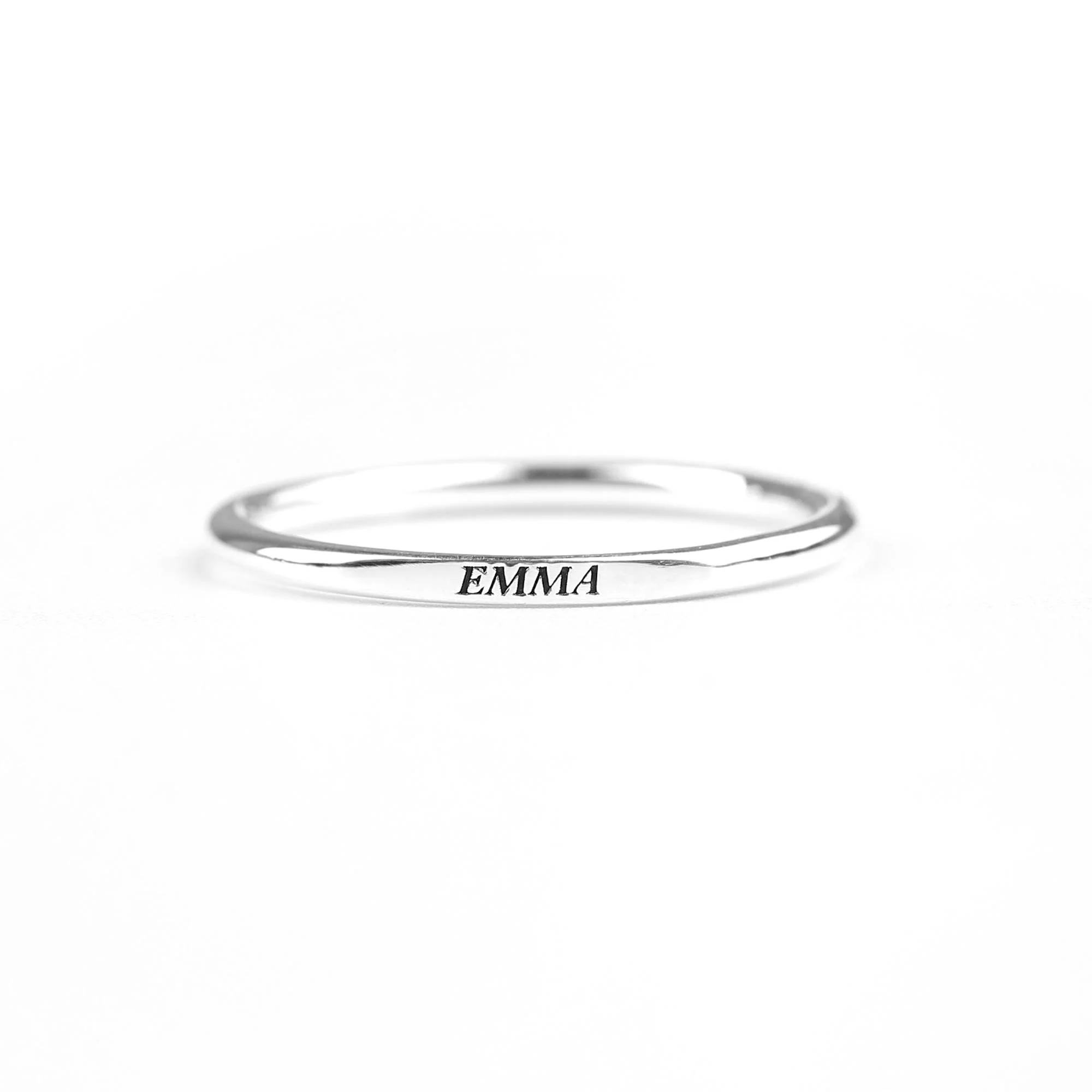 Sterling Silver Flat Top Super Tiny Stackable Name Ring - Image 10