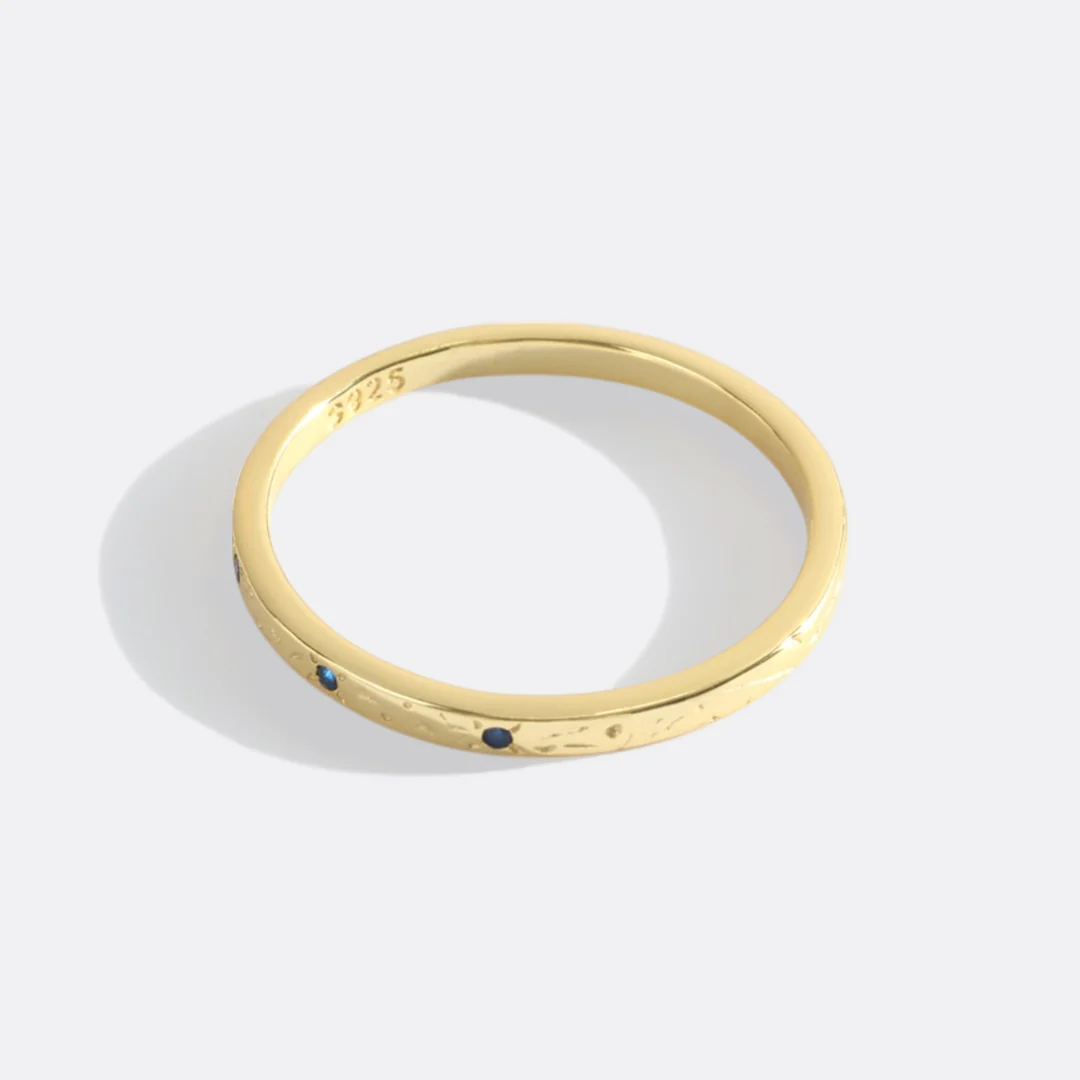 Narrow Textured Gold Birthstone Band - Image 8