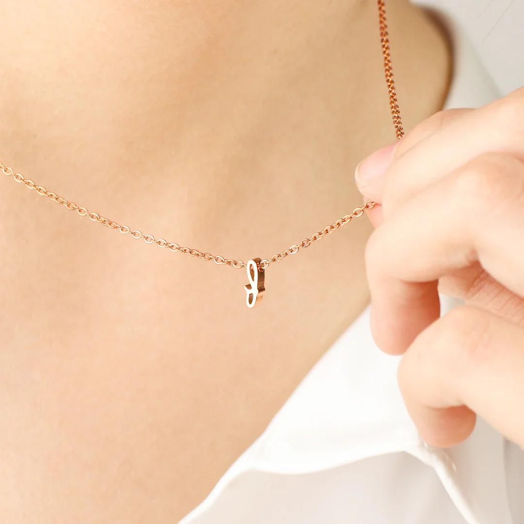 Tiny Script Initial Necklace - Image 106