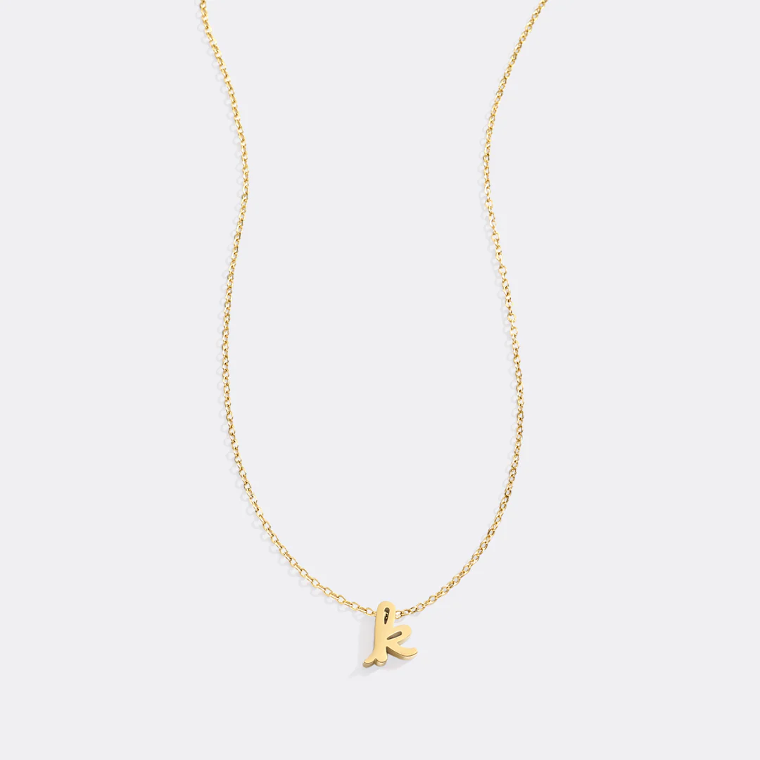 Tiny Script Initial Necklace - Image 70