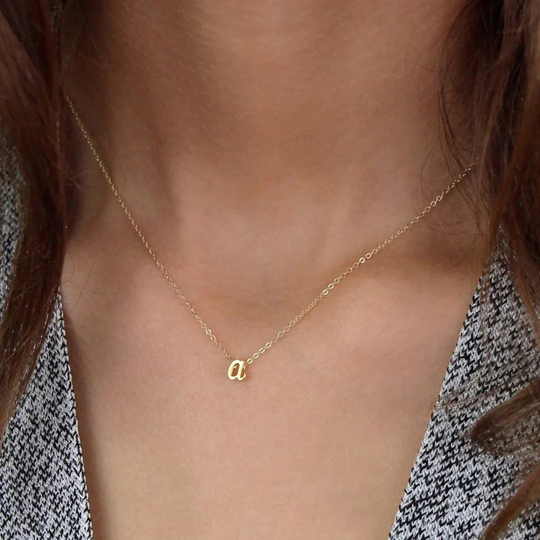 Tiny Script Initial Necklace - Image 81