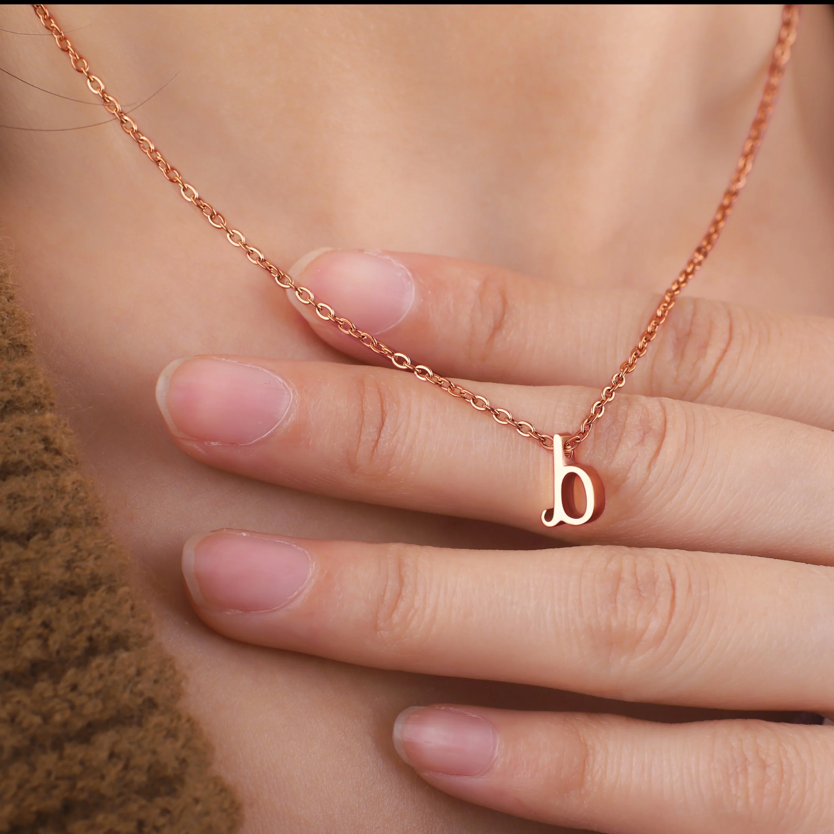 Tiny Script Initial Necklace - Image 93