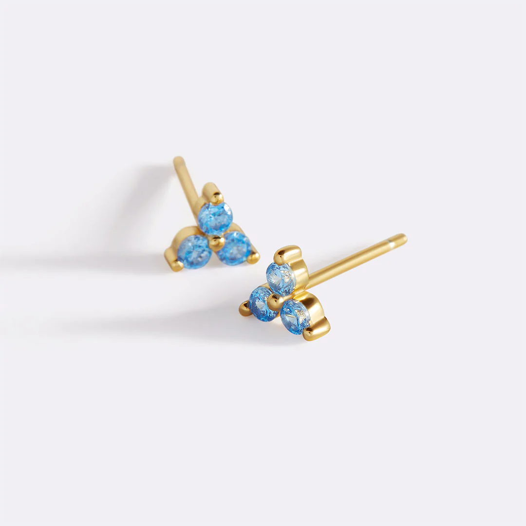 Trinity Birthstone Stud Earrings - Image 2