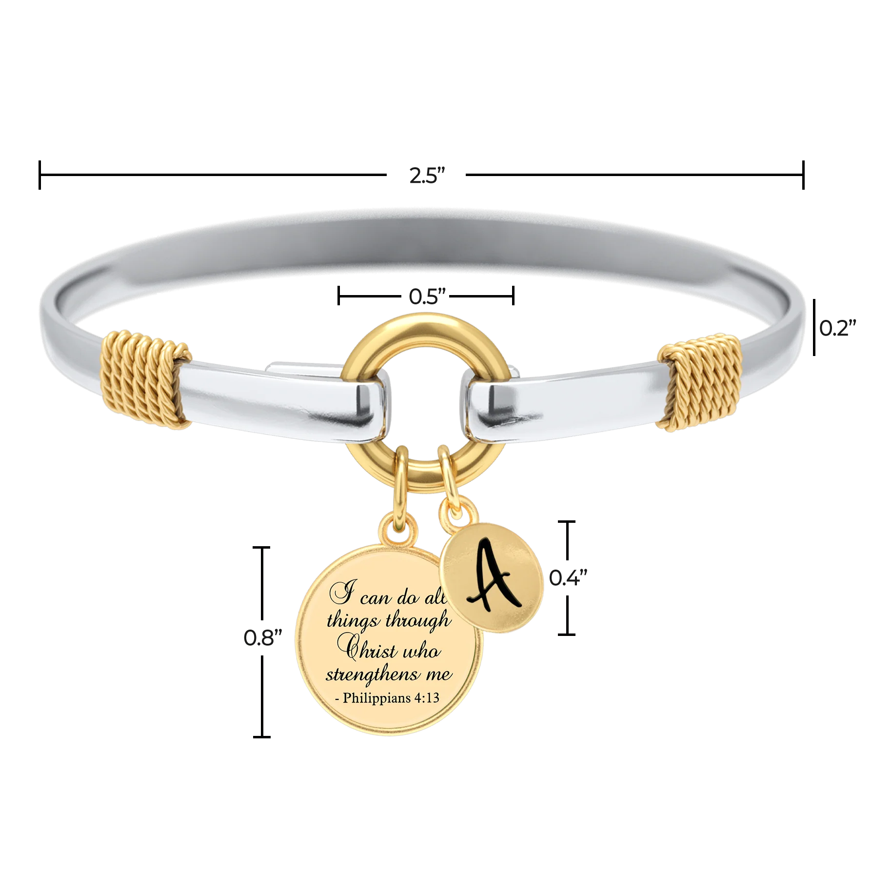 All Things Through Christ - Two-Tone Custom Charm Bracelet - Image 8
